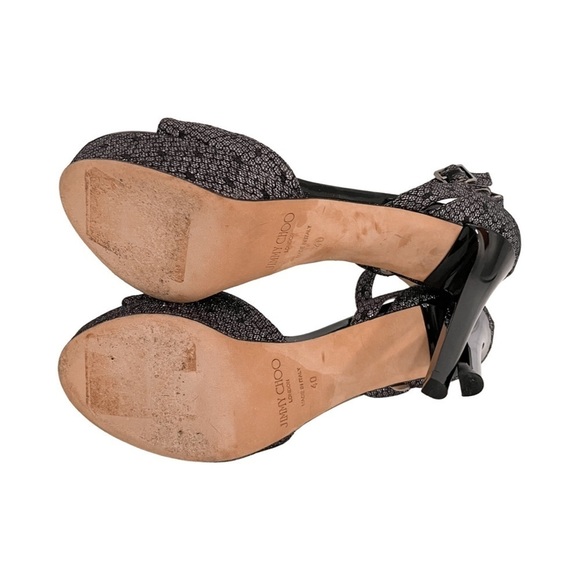 Jimmy Choo Kayden Glitter Lace Platform Heeled Sandals 40 - Picture 9 of 9